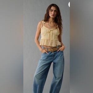 NWT AE Yellow Ruffled Tank Top